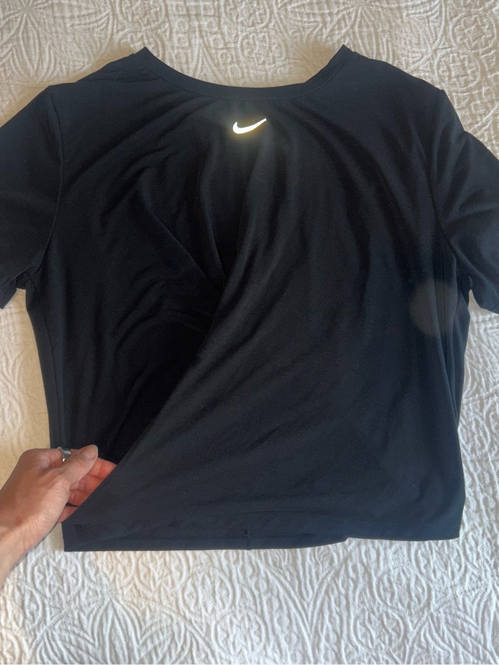 Nike Black Short Sleeve dri-fit criss cross front
